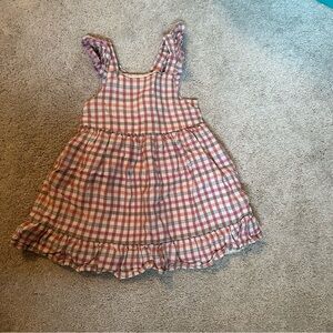 Kids Pink and White Plaid Dress with Ruffle Details